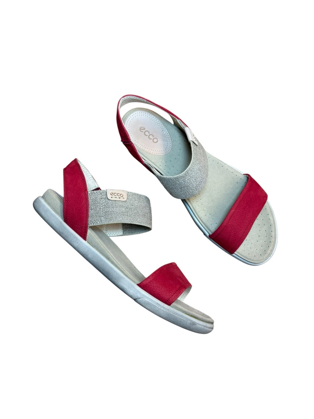 Ecco Women's Red and Beige Open-Toe Slingback Women’s Sandals - EU Size 40